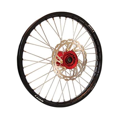 Warp 9 MX Complete Front Wheel - Red Hub with Black Painted Rim (21x1.60")