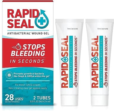 Rapid-Seal Wound Gel (2 Tubes) | Stops Bleeding in Seconds | Ideal for Cuts, Scrapes and Razor Nicks for Emergency First Aid Supplies