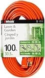 Woods Outdoor Extension Cord, 100 Ft 16 Gauge 3 Prong, Lawn & Garden, Orange, 0269