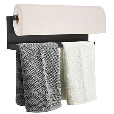 Magnetic Paper Towel Holder for Refrigerator, Kitchen Towel Bar Magnetic Paper Rack Multi Function Made of Iron,Used for Kitchen,Bathroom,Toilet, Drill Free (Black, Medium)