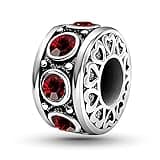 KunBead January Birthstone Birthday Heart Bead Charms Compatible with Pandora Bracelet for Mom Daughter Grandma Granddaughter Nana Auntie Wife Sister Best Friend