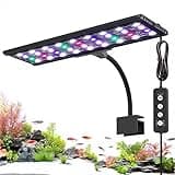 AQQA LED Aquarium Light, 24/7 Mode Clip on Fish Tank Light with Memory Function, DIY Mode Full Spectrum Aquarium Plant Light, Adjustable Timer/Brightness, IP68 Waterproof for 16-24 in Fish Tank 18W