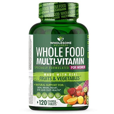 Wholesome Wellness Whole Food Multivitamin for Women - Natural Multi Vitamins, Minerals, Organic Extracts - 120 Tablets