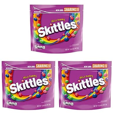 SKITTLES Valentine's Day Wild Berry Chewy Candy, Sharing Size, 15.6 oz Bag (Pack of 3)