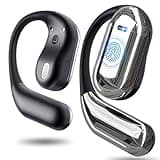 EUQQ Open Ear Bluetooth 5.4 Earbuds, Sport Over Earphones Wireless Headphones Built-in Mic with Ear Buds LED Display, Touch Control, IPX7 Waterproof Hook Design 50Hrs Playtime for Sports, Black