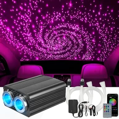 GEARPASS 36W Headliner Light Kit, Twinkle Star Lights for Car Decor 1000pcs*0.03in*9.8ft/3m, Fiber Optic Star Ceiling Lights APP/Remote Control for Car Roof Home Ceiling