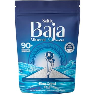 Saltix Baja Mineral Sea Salt - Fine Grind, 8 oz (1/2 lb), 160+ Servings – 100% Natural & Unrefined, Hand-Harvested from the Sea of Cortez – Mineral Rich, Low Sodium, Perfect for Cooking, Finishing & Hydration