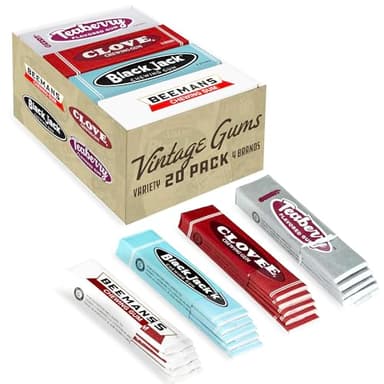 Gerrit's 20 Count Variety Gum Pack - Clove, Beeman's, Teaberry, & Black Jack Nostalgic Chewing Gum Bulk Pack, Old-Fashioned Candy, 4 Flavors, Old School Candy
