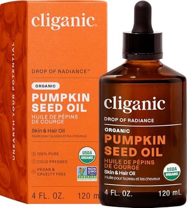 Cliganic Organic Pumpkin Seed Oil, 100% Pure - For Hair & Face | Natural Cold Pressed Unrefined