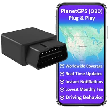 PlanetGPS (OBD) - Real-Time OBDII GPS Tracker for Vehicles with OBD2 Diagnostics for Cars Trucks w/Worldwide Coverage | Subscription Required (Starting $5.00/Month)