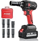 AOBEN 21V Cordless Impact Wrench, 400N.m Max Torque, 3000rpm Speed, 4.0Ah Li-ion Battery, 6Pcs Driver Sockets, Fast Charger, Tool Bag