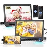 10.5" Dual Portable DVD Player for Car with 1080P HDMI Input, DESOBRY Rechargable Car DVD Player Dual Screen Play A Same or Two Different Movies, 5-Hour Battery, Support USB,AV in/Out