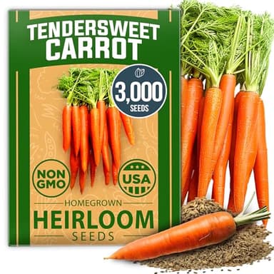 HOME GROWN Tendersweet Carrots Seeds 1 Pack - 3000 Non-GMO Heirloom Carrot Seeds for Planting Outdoors (Daucus carota subsp. sativus)