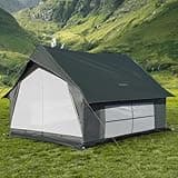 KingCamp Canvas Wall Tent with Stove Jack, 11x8ft Luxury Glamping Cabin Tent Shelter for 5 People, 4 Season Waterproof for Family Camping & Hunting Party