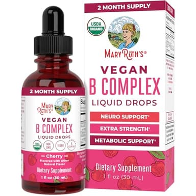 MaryRuth Organics Vitamin B Complex | B Vitamins Complex | Biotin | Vitamin B12 | Niacin | Folate | Metabolic Support Supplement | Vegan | USDA Organic | Non-GMO | Gluten Free | 2 Month Supply