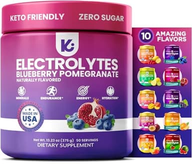 Keppi Electrolytes Powder – Blueberry Pomegranate Flavor 50 Servings – No Sugar Hydration Supplement with Potassium, Magnesium, Sodium – Keto, Vegan, Fasting-Friendly, Zero Calorie Electrolyte Drink