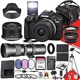 Canon EOS R50 Mirrorless Camera with 18-45mm and 420-800mm Lens + 64 GB Memory + Hood + Monopod + Filters + Tripod + More (30pc Bundle) (Renewed)