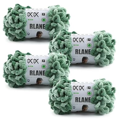 RLANE Loop Yarn for Finger Knitting Soft - Chunky Yarn for Hand Knitting - 4 Pack of 180 G/6.4 Oz - #7 Jumbo - 18 Yards - Chenille Blanket Yarn for Crocheting Blankets (4, Sage Green - Mint Green)