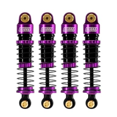 INJORA 40mm Big Bore Oil Shock Absorber for 1/24 SCX24 FCX24M Upgrade, 3.2g/Each(Purple Aluminum & Nylon)