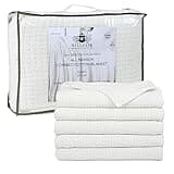 Hillfair 100% Cotton Blanket - Oversized 120" x 120" King Bed Blanket - Family Size 10 ft x 10 ft - All Season Soft, Cozy, Breathable - Ivory