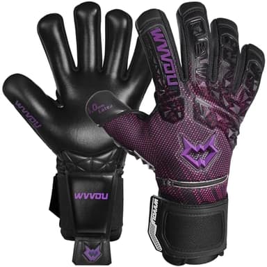 WVVOU Soccer Goalie Gloves for Adults and Youth, High Performance Goalkeeper Gloves with 5 Detachable Finger Saves, Soccer Gloves with 4mm Sticky Latex Palm