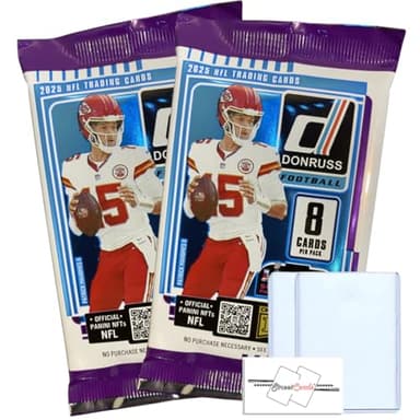 2025 Donruss Football NFL Retail 2-Pack with 16 Total Trading Cards + 2 Toploaders and StreetCards Magnet! Look for Downtown!