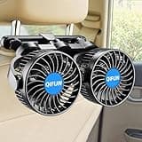 QIFUN Car Fan, Cool Gadgets 12v Fan for Rear Seat Passenger Portable 4'' Headrest 360° Rotatable Backseat Cooling Air with Stepless Speed Regulation Vehicles, SUV, RV, Boat