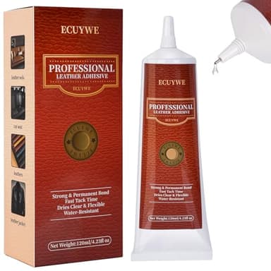 Professional Leather Glue Adhesive -120 ML Industrial Strength, Clear & Flexible Bond for Shoes, Bags, Purses, Furniture, Car Seats, Jackets (Repair Vinyl, Suede, Upholstery, Rubber)