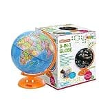3-in-1 Light Up Globe for Kids - 8” Illuminated Star Map World Globes With Built-in Night Lamp Projector, And Stand - Learning & Educational Stem Toys, Gifts for Kids Ages 8 9 10 11 12 13+ Years Old