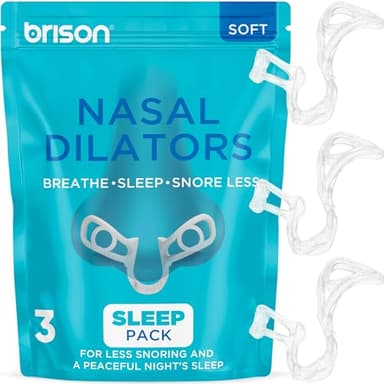 Brison Nasal Dilators for Breathing and Sleeping - 3 Pack Anti Snoring Nose Vents Opener for Better Breathing Sleep ing and Activity Improves Airflow - Soft, Transparent