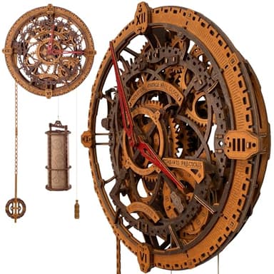 WOODEN.CITY Steampunk 3D Puzzle Clock – DIY Mechanical Wall Clock Kit for Adults – Unique Engineering Gift and Vintage Décor - 3D Wooden Puzzles for Adults