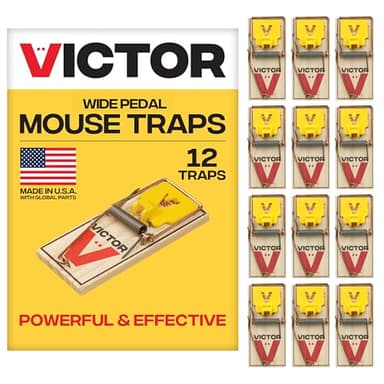 Victor Mouse Traps M035-12, Plastic Pedal, Sustainably Sourced FSC Wood, Wooden Mouse Traps, 12 Pack