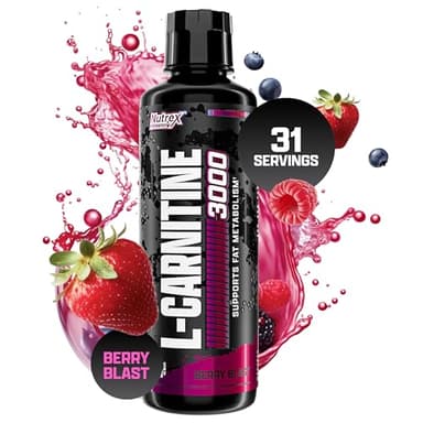 Nutrex Research L-Carnitine 3000 (31 Servings, Berry Blast) | Liquid Shots, Stimulant Free | Supports Muscle Recovery For Men and Women