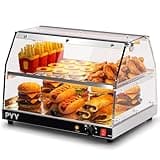 PYY Food Warmer Commercial - Countertop Pizza Warmer Countertop 2-Tier with LED Lighting Food Display,Warmer Disaplay Case for Pastry Pretzel