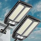 VOOJOY 5000W Solar Street Lights Outdoor,7000K Outdoor LED Street Light Dusk to Dawn, LED Wide Angle Lamp with Motion Sensor and Remote Control, for Parking Lot, Yard, etc.2-Pack