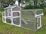 PetsCosset 95.3" Portable Chicken Coop Tractor Hen House with Nesting Box,Chicken Coops Chicken House,2 Story Wooden Indoor Outdoor Poultry Cage for 3-5 Chicken with 6 Access,Pull-Out Tray,Grey