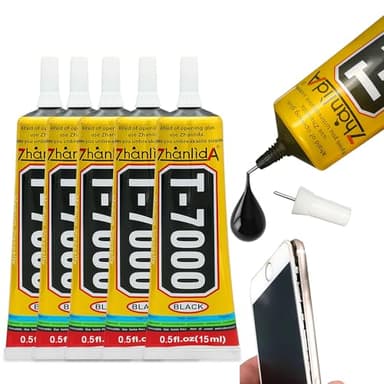 T-7000 Phone Glue, Strong Flexible and Waterproof Adhesive, Clear Quick-Dry Super Glue for Touch Screen, Battery Glass, Back Cover Repair, Non-Corrosive(15 ML*5/0.5 oz)