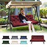 DANGHOOGY Porch Swing Cushions, Waterproof Outdoor Swing Cushions for Patio Furniture with Backresk, 2-3 Seater Thickened Patio Swing Replacement Cushion 60×40" (Red)