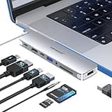 USB C Adapter HDMI USB Multiport Hub,Designed for MacBook Pro/Air with Case,8 in 2 Accessories with 4K@60hz HDMI,Thunderbolt 3,USB C and 3 USB A 3.0 Data Ports SD TF Card Reader, Audio (Sliver)