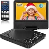 HotHat 9.5" Portable DVD Player for Kids & Car - 7.5" HD Swivel Screen, Bluetooth 5.3, 1080P Video Support, 5H Battery, Wireless Headphone Sync, Region-Free, 256GB USB/TF, Lightweight Travel Companion
