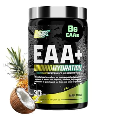 Nutrex Research EAA Hydration | EAAs + BCAAs Powder | Muscle Recovery, Strength, Muscle Building, Endurance | 8G Essential Amino Acids + Electrolytes | Maui Twist Flavor 30 Serving
