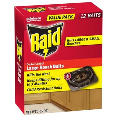 Raid Large Roach Baits, Child Resistant, for Indoor Use, Kills Roaches for 3 Months, 12 Count