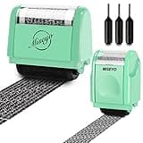 Miseyo Wide Identity Theft Protection Roller Stamp with Mini Confidential Roller Stamps Easy for Data Barcode ID Privacy,Guard Personal Information Blockout - Mint Green (3 Refill Ink Included)