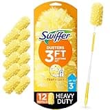 Swiffer Duster Heavy Duty Dusting Kit, Cleaning Supplies, 3 ft Extended Handle, 1 Duster, 12 Refills