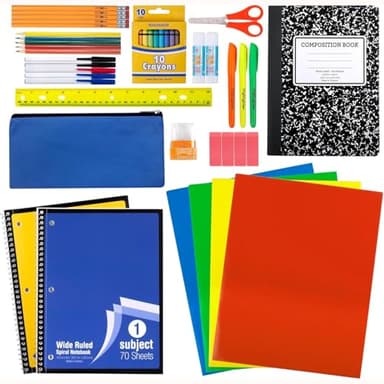 Trail maker School Supplies Kit 45 Piece School Supply Kit Grades K-12 – Back to School Essentials Includes Folders Notebooks Pencils Pens and Much More!