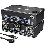 Dual Monitor KVM Switch 4K@60Hz HDMI+DP USB 3.0 Switch Extended Display 2 Monitors 2 Computers KVM with USB 3.0 Cables Wired Controller
