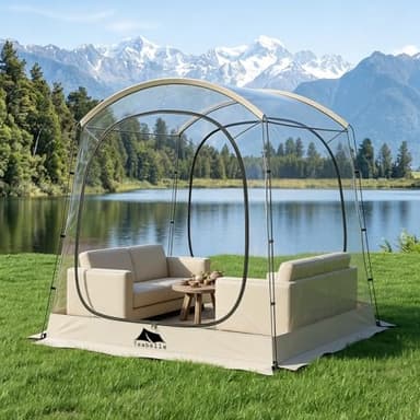Teabelle Pop-Up Bubble Tent, 1-4 Person Transparent Outdoor Shelter with 540°View, Waterproof Outdoor Pod with Floor Mat, Clear Tent Camping Shelter for Watching Sports, Camping, Fishing
