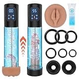 Electric Penis Pump, Adult Sex Toys Dick Enlarger for Men Erection, Air Water Extender with 4 Training Pressure and 3 Suction Modes, Automatic Male Masturbator with Penis Rings and Mini Pocket Pussy