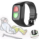 KarFri Black Fall Detection Smart Watch Personal Alarm System with Emergency Assist Button Location Tracker 4G Phone Calling & SOS,GeoFence Gifts for Elderly Mom,Father