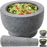 GORILLA GRIP Heavy Duty Unpolished 100% Granite Mortar and Pestle Set, Grind Spices, Herbs, Maximize Food Flavor, Stone Molcajete Bowl for Guacamole, Salsa, Garlic Crusher Kitchen Tool, 1.5 Cup, Gray